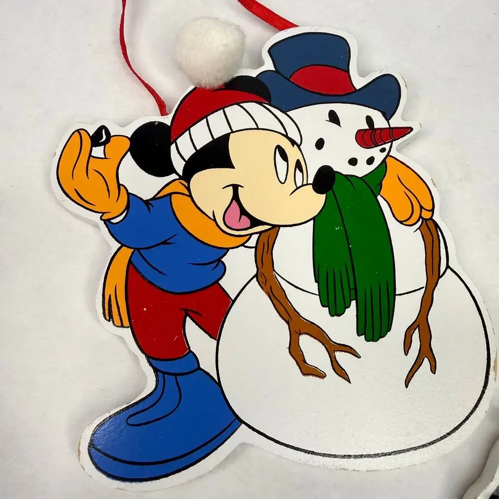 Two Vintage Wooden Disney Christmas Ornaments
